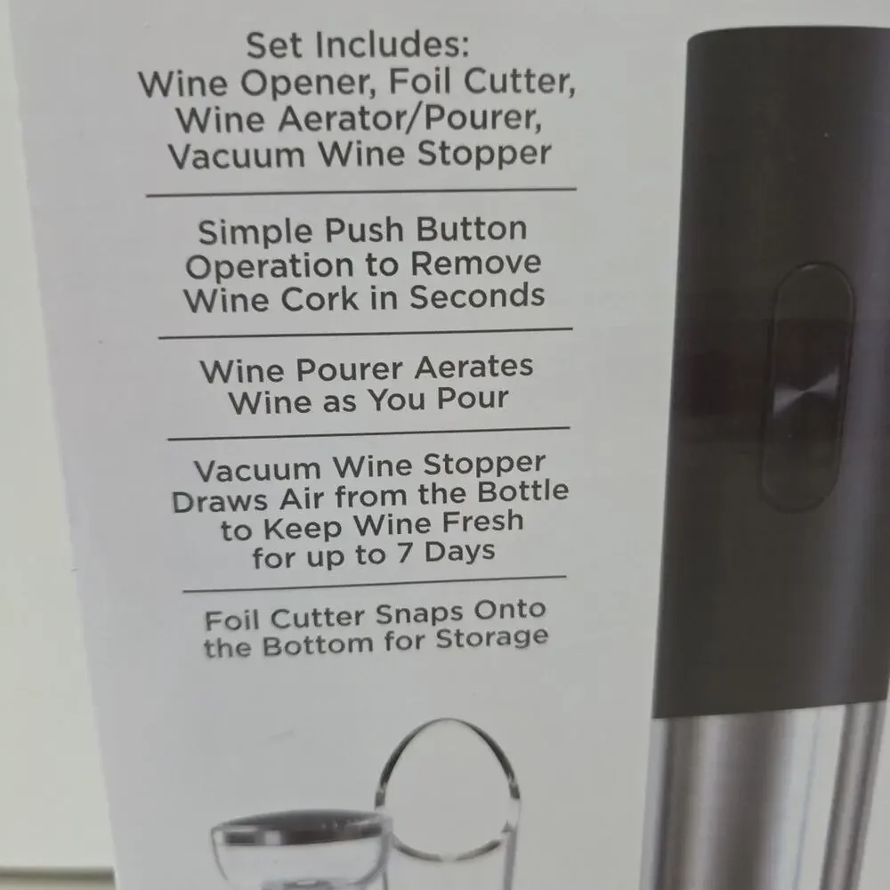 Wolfgang Puck Electric Wine Opener Red Battery Powered w Foil Cutter New